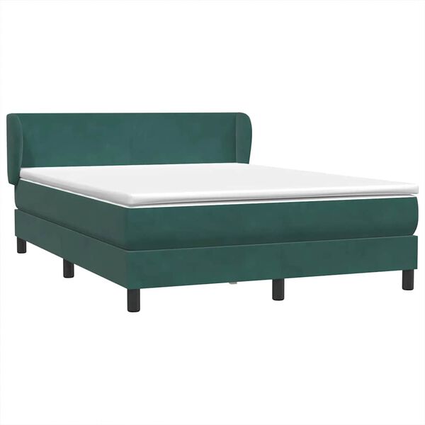 vidaXL Cama com molas/colch&atilde;o 140x220 cm veludo verde-escuro