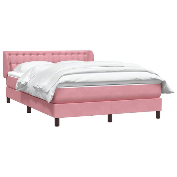 vidaXL Cama com molas/colch&atilde;o 160x220 cm veludo rosa