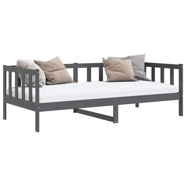 vidaXL Sof&aacute;-cama 90x200 cm madeira de pinho maci&ccedil;a cinzento