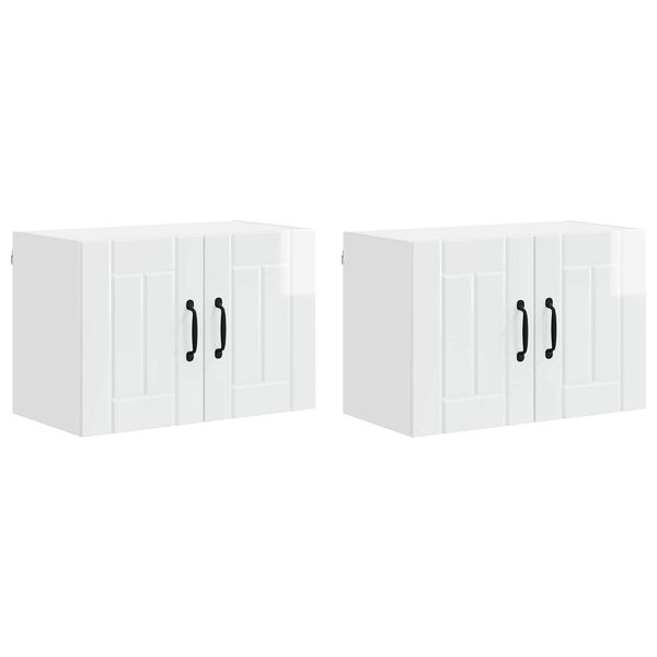 vidaXL Arm&aacute;rios de parede para cozinha Lucca 2 pcs Branco Brilhante
