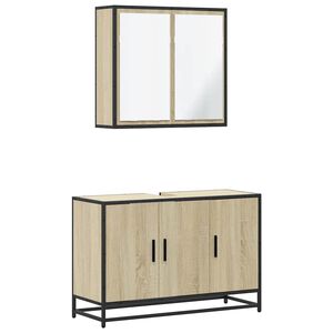 vidaXL 2 pcs conj. m&oacute;veis casa banho derivados madeira carvalho sonoma