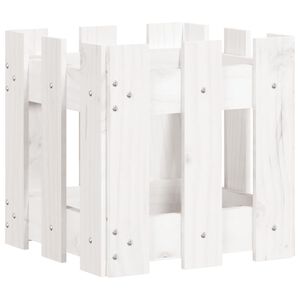 vidaXL Vaso de jardim c/ design cerca 30x30x30 cm pinho maci&ccedil;o branco