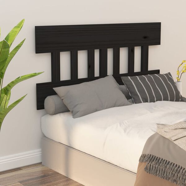 vidaXL Cabeceira de cama 163,5x3x81 cm pinho maciço preto