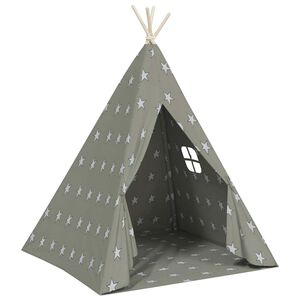 vidaXL Tenda teepee infantil c/ saco de poli&eacute;ster 115x115x160 cm cinza