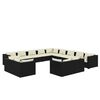 vidaXL 13 pcs conjunto lounge de jardim c/ almofad&otilde;es vime PE preto