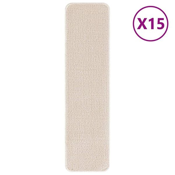 vidaXL Tapetes Antiderrapantes para Escadas 15 pcs Creme 75 x 20 cm PP