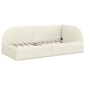 vidaXL Estrutura de Cama de Canto Creme 80 cm x 200 cm Veludo