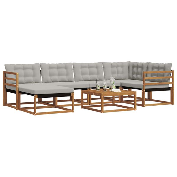 vidaXL Conjunto de Sof&aacute;s para Exterior 7 pcs Cinza Natural e Claro