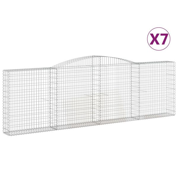 vidaXL Cestos gabião arqueados 7pcs 400x30x120/140cm ferro galvanizado
