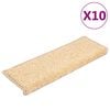 vidaXL Tapetes de escada 10 pe&ccedil;as 65x21x4 cm creme com borda retangular