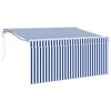 vidaXL Toldo Retr&aacute;til Azul e Branco 300 x 200 cm Poli&eacute;ster e Alum&iacute;nio
