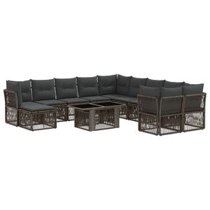 vidaXL Conjunto de Sof&aacute; de Jardim 12 unid. Cinzento vime PE