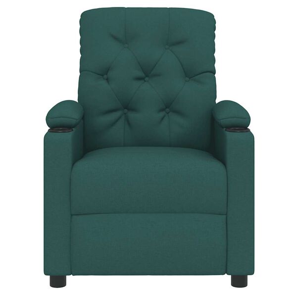 vidaXL Poltrona reclin&aacute;vel tecido verde-escuro