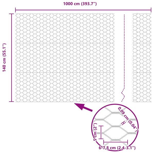 vidaXL Cerca Hexagonal Verde 1,4 x 10 m PVC