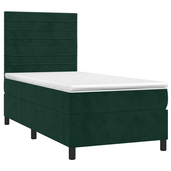 vidaXL Cama com molas/colch&atilde;o 90x190 cm veludo verde-escuro