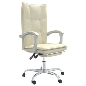 vidaXL Cadeira de escrit&oacute;rio reclin&aacute;vel couro artificial cor creme
