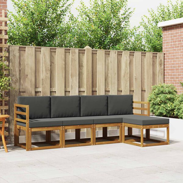 vidaXL Conjunto de Sof&aacute;s para Exterior 5 pcs Natural e Antracite