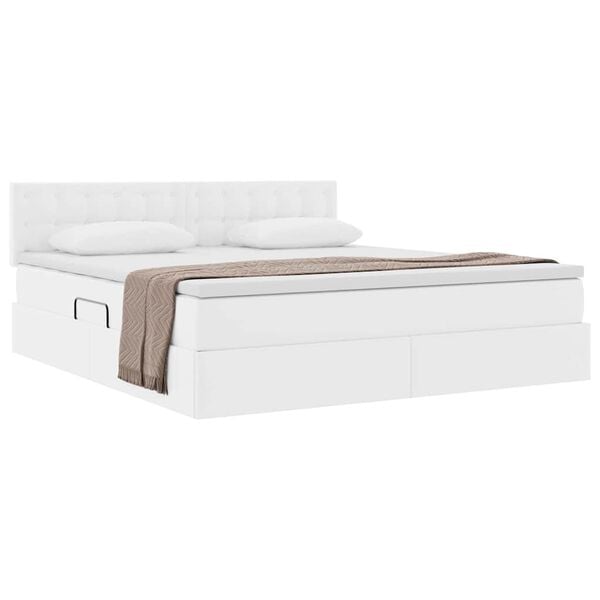 vidaXL Cama com arruma&ccedil;&atilde;o e colch&atilde;o Branco Puro 160 x 200 cm