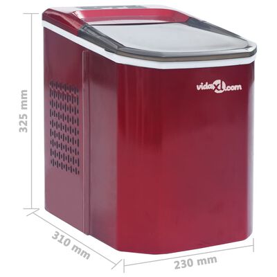 vidaXL Máquina de fazer cubos de gelo 1,4 L 15 kg/24 h vermelho
