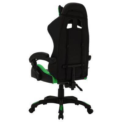 vidaXL Cadeira estilo corrida luzes LED RGB couro artif. verde/preto