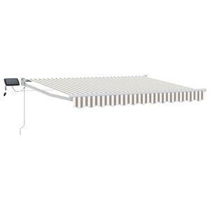 vidaXL Toldo retr&aacute;til manual com LEDs Cinza Claro e Branco