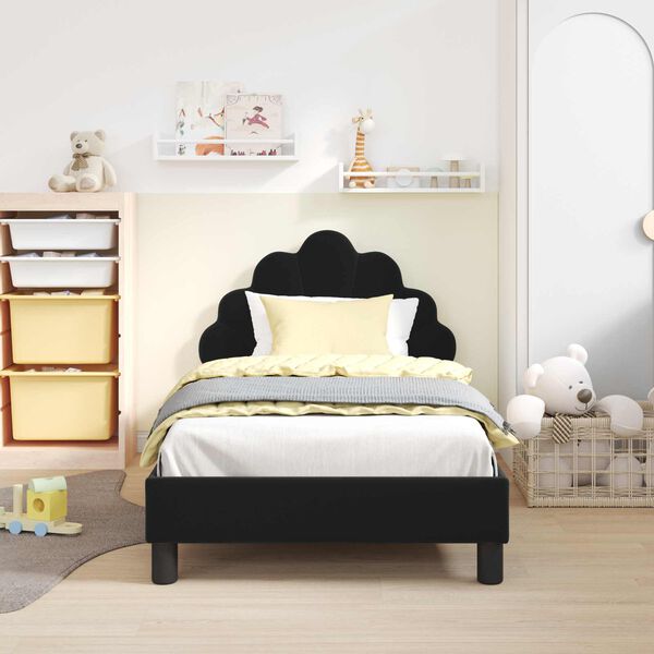 vidaXL Estrutura de Cama Infantil com Cabeceira Preto 80 x 160 cm