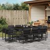 vidaXL 11 pcs conjunto de jantar p/ jardim c/ almofad&otilde;es vime PE preto