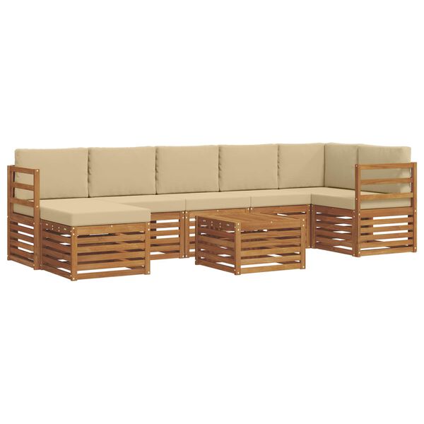 vidaXL Conjunto de Sof&aacute; Sectional com almofada 8 pcs Natural e Bege