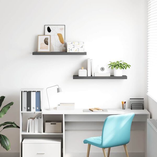 vidaXL Prateleiras de parede suspensas 2 pcs 80x23,5x3,8cm MDF cinza