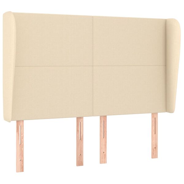 vidaXL Cabeceira de cama c/ abas tecido 147x23x118/128 cm creme