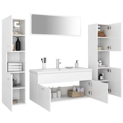 vidaXL Conjunto de móveis de casa de banho contraplacado branco