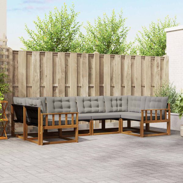 vidaXL Conjunto de Sof&aacute;s para Exterior 6 pcs Cinza Natural e Claro