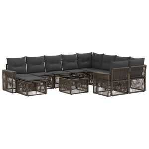 vidaXL Conjunto de Sof&aacute; de Jardim 11 unid. Cinzento vime PE