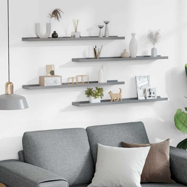 vidaXL Prateleiras de parede 4 pcs 80x9x3 cm cinzento
