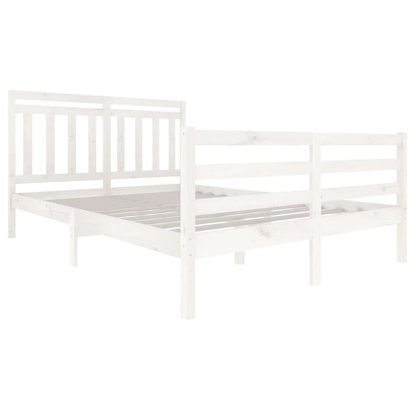 vidaXL Estrutura de cama 140x200 cm madeira maciça branco