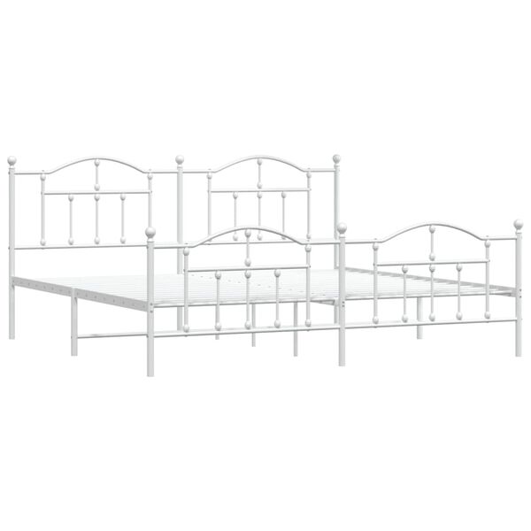 vidaXL Estrutura de cama com cabeceira e p&eacute;s 200x200 cm metal branco