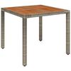 vidaXL Mesa de jardim com tampo de madeira 90x90x75 cm vime PE cinza