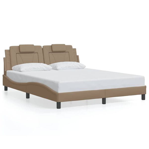 vidaXL Estrutura de cama Viana sem colch&atilde;o 160x200 cm couro artificial cappuccino