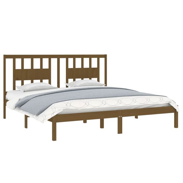 vidaXL Estrutura de cama 200x200 cm pinho maci&ccedil;o castanho mel
