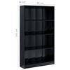 vidaXL Estante 4 prateleiras 80x24x142cm contraplaca. preto brilhante