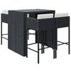 vidaXL 5 pcs conjunto de bar p/ jardim c/ almofad&otilde;es vime PE preto