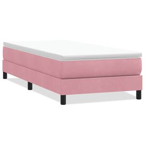 vidaXL Cama com molas sem colch&atilde;o 100x220 cm veludo rosa