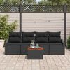 vidaXL Conjunto de Sof&aacute; de Jardim com almofada 5 pcs Preto vime PE