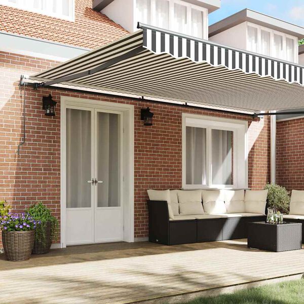 vidaXL Toldo retr&aacute;til autom&aacute;tico 500x300 cm antracite e branco