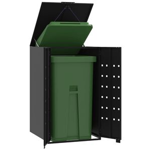 vidaXL Abrigo para caixote do lixo 69x79x117 cm a&ccedil;o preto