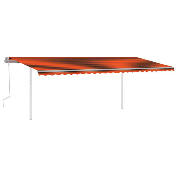 vidaXL Toldo retr&aacute;til manual com luzes LED 6x3,5 m laranja e castanho