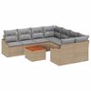 vidaXL Conjunto de Sof&aacute; de Jardim 9 unid. Bege e Cinza Claro vime PE
