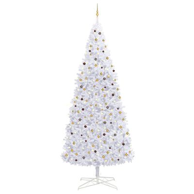 vidaXL Árvore Natal artificial pré-iluminada c/bolas/LEDs 400cm branco