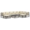 vidaXL 10pcs conjunto lounge de jardim c/ almofad&otilde;es vime PE antracite