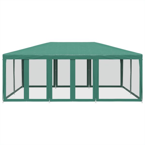vidaXL Tenda p/ festas c/ 10 paredes laterais em rede 6x4 m PEAD verde